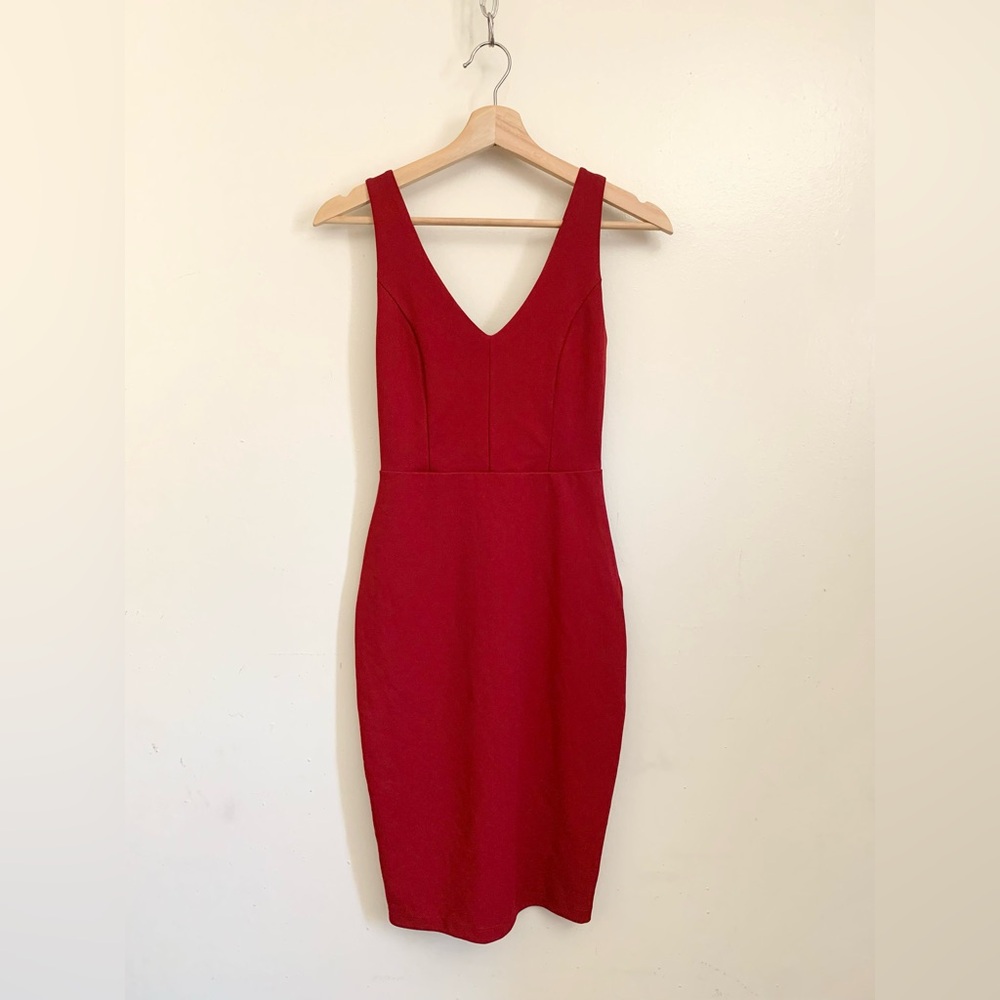 Lulus Red V-neck Zip Sleeveless Bodycon Dress Size XS
